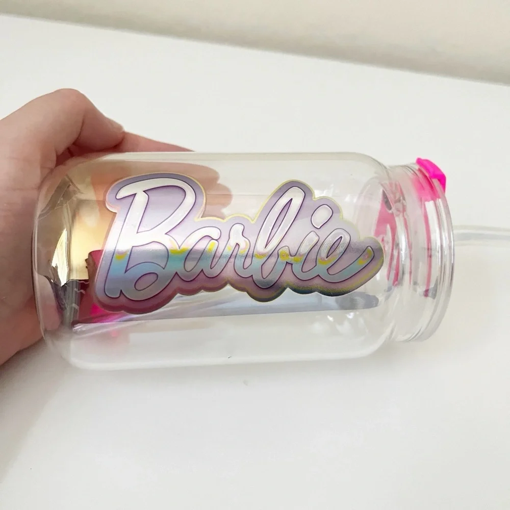 Barbie Pink and Clear Drinkware Set